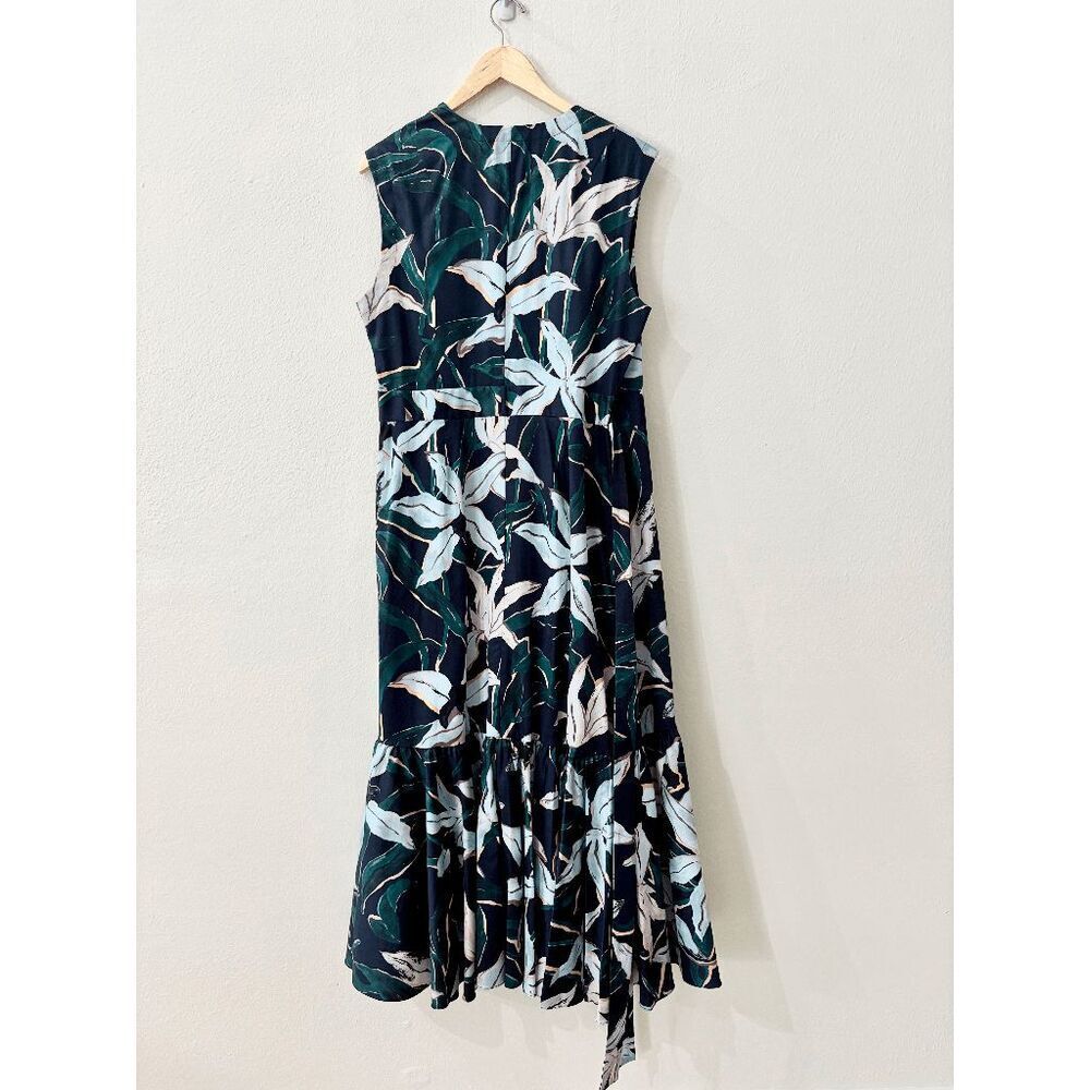 Tory Burch Wrap Dress Midi Floral Sleeveless Navy Women’s Size Large